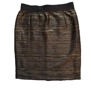 Alfani Pencil Skirt Womens 14 Black Gold foil Shimmer Textured‎ Knee Length